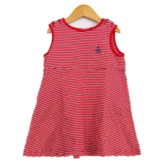 ファミリア ワンピース トップス ノースリーブ ボーダー柄 キッズ 女の子用 110サイズ 赤×白 Familiar 【中古】