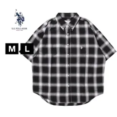 新品 未使用 U.S. POLO ASSN. / ユーエスポロアッスン 別注 コラボ ビッグシルエット オーバーサイズ 半袖シャツ【213657】PL22707 オンブレーホワイト(19*20)