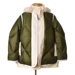 サカイ sacai 19AW ダウンコート ダウンジャケット ドッキング ジップアップ切替 レイヤード 1 カーキ 白 ホワイト 19-04627のサムネイル