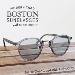サングラス トラッドボストン眼鏡 マットクリアグレーフレーム ライトグレーレンズ
