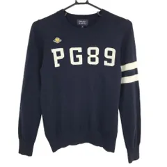 ★SALE価格★【美品】パーリーゲイツ セーター ネイビー×白 背面星柄 カシミヤ混 ニコちゃん ニット レディース 0(S) ゴルフウェア PEARLY GATES