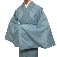 R-1334　着物　夏物　小紋　絽　ポリエステル100％　L　レディース　裄69センチ