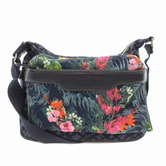 クリスチャン オリビエ CHRISTIAN OLIVIER ショルダーバッグ 斜め掛け クロスボディ 花柄 総柄 切替 ロゴ 紺 ネイビー /FT ■GY99