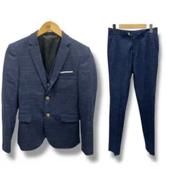 CEEN シーン スリーピーススーツ セットアップスーツ テーラードジャケット ベスト スラックス ノッチドラペル 二つボタン センターベント 袖口開き見せ 総裏地 紺色 ネイビー XSサイズ メンズ 通年 ゴーゴー古着久喜倉庫店No.B10459