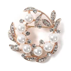 [ティグロス] TIGLOSS ブローチ コサージュ パール セレモニー シルバー ゴールド フォーマル リング ジャケット スーツ ギフト 結婚式 お呼ばれ ドレス パーティー ピン クリップ おしゃれ 花 りぼん 専用BOX付（ゴールド）