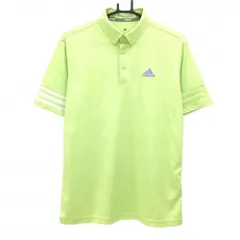 アディダス 半袖ポロシャツ ライトグリーン 総柄 袖一部メッシュ メンズ L ゴルフウェア adidas
