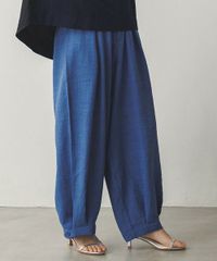 リネンライク気流染め裾タック2wayボリュームパンツ  5color