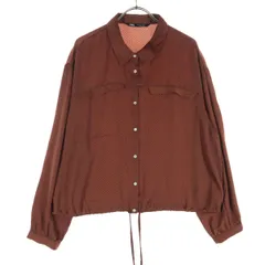 美品 ZARA ザラ ドット柄 長袖 シャツ L ブラウン レディース 古着