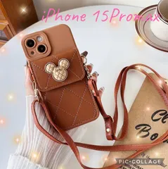 ☆ミッキー☆スマホケース iPhone15 Promax ディズニー ブラック ホワイト ブラウン