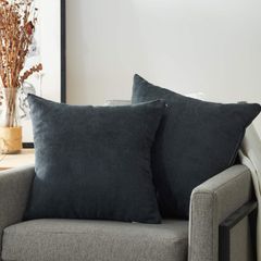 【特価セール】無地 綿麻 ソファ背当て おしゃれ 装飾枕カバー 北欧 45×45cm 座布団カバー リネンっぽい 濃いグレー クッションカバー 2枚セット（全10色） Topfinel