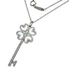 【TIFFANY&Co./ティファニー】クアトラハートキー ダイヤモンド ネックレス Pt950プラチナ 6.4g 47cm レディース 【中古】【真子質店】【BL】
