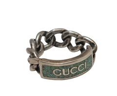 GUCCI グッチ 指輪 チェーンリング SV925 ロゴエナメルリング ブルー 678711 ゴルメットチェーンリング AG925 シルバー GUCCI
