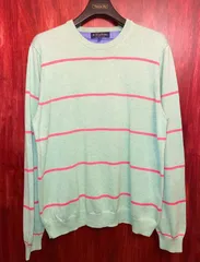 Brooks Brothers ボーダー柄スーピマコットンセーター ライトグリーン×ピンク Mサイズ