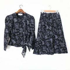 #wnc 긴자 매기 셋업 9 블랙 그레이계 투피스 총무늬 플리츠 사이드 패스너 레이디스 [937006]
