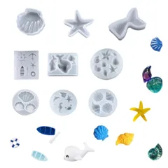 新品 DIYBravo 海洋系 シリコンモールド UVレジン デコレーション 置き物 ケーキ装飾 9つセット 貝 ヒトデ シェル イルカ コンク ヒトデ DIY 手作り 手芸用品 キャンドル アロマストーン 贈り物 装飾 石鹸 立体型 (海洋系)