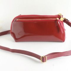 3wayお財布ショルダーバッグ ポーチ付き 艶ワインレッド