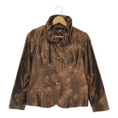 【美品】BELLE PONETTI ベルポネッティー ジャケット アウター カジュアル おしゃれ 長袖 レディース ブラウン 花柄 絹 古着