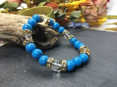 パワーストーン ブレスレット ターコイズ&水晶  8mm（ゴールド）レディース 女性  数珠ブレス 開運 プレゼント ギフト [20] #1