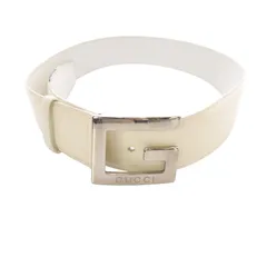 グッチ Gロゴバックル ベルト レザー オフホワイト