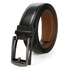 【新品】 [BIGHAS] ベルト メンズ 無段階 オートロック 本革 穴なし 大きいサイズ ロング 幅35mm レザー 牛革 ワンタッチ スライド 丈夫 長持ち サイズ調整可能 ビジネス カジュアル 紳士 おしゃれ ゴルフ 通勤 通学 結婚式 学生 高校 1