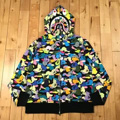 ★XL★ マルチカモ シャークパーカー shark full zip hoodie a bathing ape BAPE camo multi camo エイプ ベイプ 迷彩