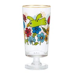 【迅速発送】アデリア(ADERIA) アデリアレトロ トリピカル 脚付グラス 305ml 化粧箱入 おしゃれ かわいい 昭和 レトロ ギフト プレゼント ヤバ柄 コップ タンブラー 1007