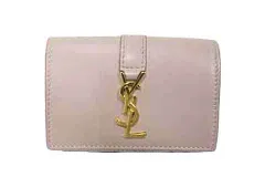 【中古】Saint Laurent 　サンローラン　YSLライン　タイニーウォレット　ピンクベージュ　3つ折り財布＿S23＿セルモアから出品＿s-0082-r23
