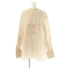 6 ROKU BEAUTY&YOUTH B&Y ロク ビューティーアンドユース STRIPE BAND COLLAR SHIRT シャツ 長袖 38 ベージュ /DF ■OS