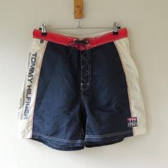 トミーヒルフィガー 90s SAILING GEAR ボードショーツ ネイビーに一部赤、白 M （w-0355）