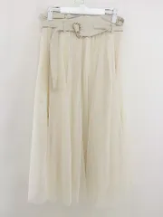 ◇ ◎ mysty woman ミスティウーマン チュール ロング フレア スカート サイズF ベージュ レディース  【中古】 【1206290006282】のサムネイル