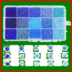 【新着商品】DIY 約7500個 手作りアクササリー 15色 ブルー 3mm 丸 ガラスビーズ ビーズセット アクセサリー 手芸 ビーズ HappyHome