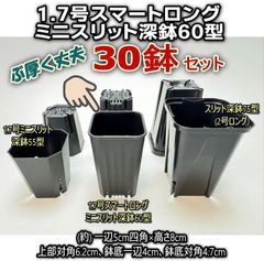 New !＊2号より小さく深めの1.7号スマートロング-ミニスリット深鉢60型-黒★(スリットポット/スリット鉢)★ぶ厚い高機能ミニプラ鉢※鉢底の通気・排水重視-30鉢セット(画像中央60型のみの販売)＠フラワーショップ江口