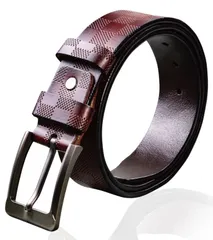 [Harewith] ベルト メンズ カジュアル ゴルフ 本革 大きいサイズ 長さ調整可能 市松模様 チェック柄 (ダークブラウン) [ダークブラウン]