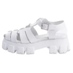 PRADA (プラダ) ラバーサンダル トライアングルメタルロゴ チャンキーソール ホワイト 2X3083