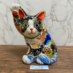 【願いが叶う】【厄除け】【病除け】【九谷焼】招き猫 赤盛り 左手３号 願いが叶う】【厄除け】【病除け】【九谷焼】招き猫 赤盛り 左手3号