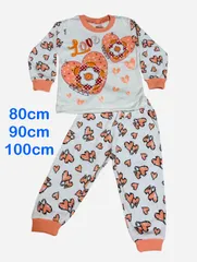 長袖パジャマ★ヘッドフォンねこ　淡いサーモンピンク⭐︎80・90・100cm