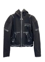 【BLR BLUER】MULTI POCKET RAW-EDGED SWEAT HOODIE JACKET