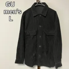 GU ジーユー　メンズ　コーデュロイCPOシャツ　長袖　濃いグレー　L