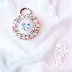 ハンドメイド　片面マタニティマーク　ふわふわロゼット　リバティ　ムーンモス　ピンク　完成品