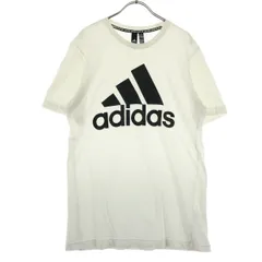 美品 adidas アディダス ロゴプリント 半袖 Tシャツ L ホワイト レディース 古着