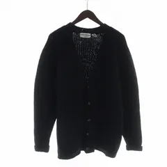 イヴサンローラン YVES SAINT LAURENT menswear カーディガン 長袖 ミックスニット ロゴ Vネック L 黒 ブラック ☆AA★ /MQのサムネイル