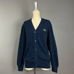 O1 フランス製 70s 80s Vintage Lacoste cardigan Navy フレンチ ラコステ ウール カーディガン ワニ刺繍 ネイビー ヴィンテージ ビンテージ レディース