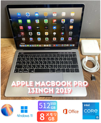 ［美品］Apple MacBook Pro 13inch 2019/Core i5 2.4GHz/8GB/SSD512GB/Windows11/Office 2024/427