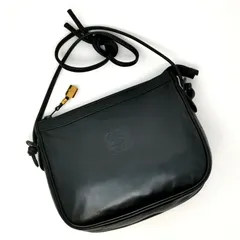 ロエベ　ショルダーバッグ　ロゴ型押し　ブラック　キズあり　内面破れ　劣化あり　管理番号KKVKO655