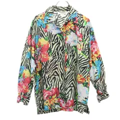 TRISTAR オールド 総柄 長袖 シルク オープンカラーシャツ M レディース 古着 【240215】 メール便可