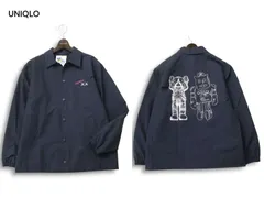 【新品 未使用】 UNIQLO ユニクロ KAWS+WARHOL 通年カウズ + ウォーホル コーチ ジャケット Sz.M メンズ ネイビー