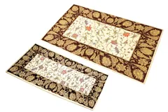 【数量限定】2枚組 60×90cm&30×75cm シャルトル ブラウン 洗えるゴブラン織シェニールマット