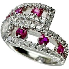 12号 ルビー 0.40ct ダイヤモンド 0.60ct リング・指輪 Pt900プラチナ 9.4g レディース 【中古】【真子質店】【NN】