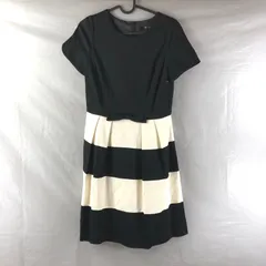 ユニバーバルミューズ UNIVERVALMUSE ワンピース タグ付き リボン 半袖 切り替えデザイン ボーダー 黒白 2サイズ 863533