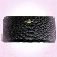 COACH F53659 エンボスドスネークレザー 長財布 ブラック - メルカリ